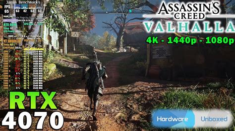 Assassins Creed Valhalla RTX 4070 R7 5800X3D 4K 1440p 1080p