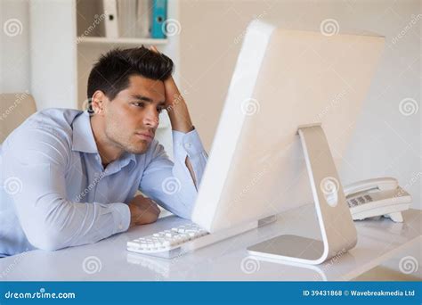 Casual Businessman Slumped At His Desk Stock Photo Image Of Adult