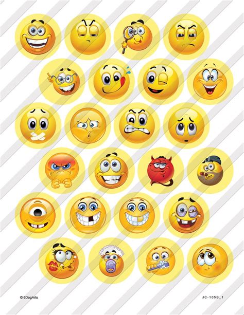 Smileys Emoji Digital Collage Sheets Printable Download Etsy