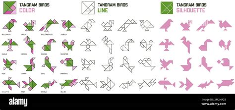 Tangram Puzzle For Kids Set Of Tangram Birds Stock Vector Image And Art