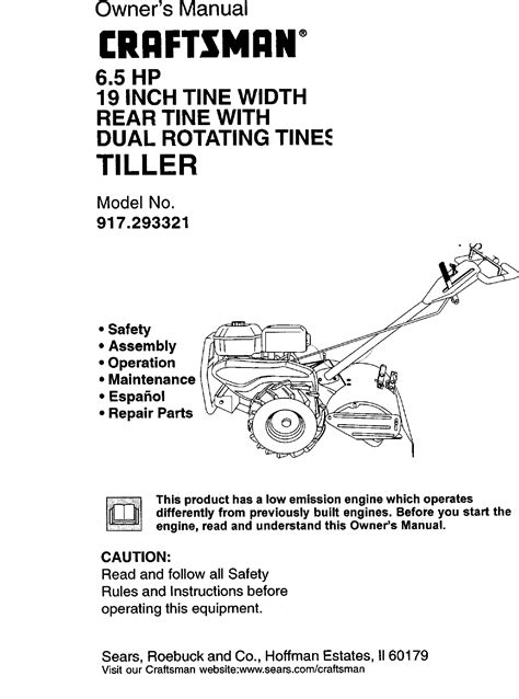 Craftsman Rear Tine Tiller Parts Diagram