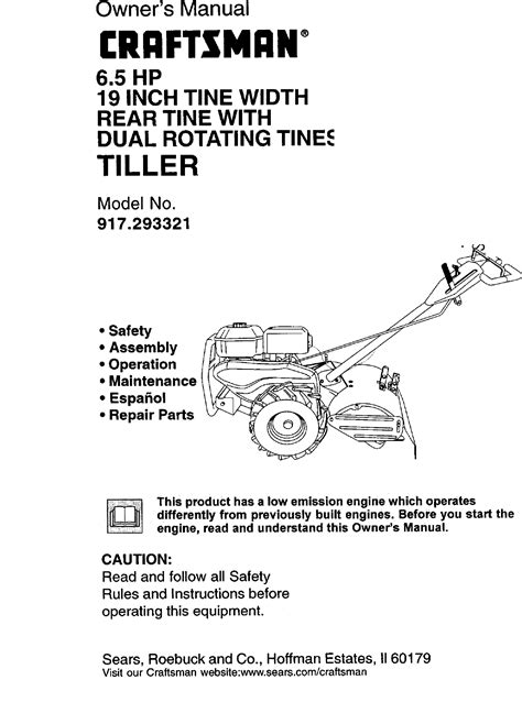 Craftsman 208cc Front Tine Tiller Manual