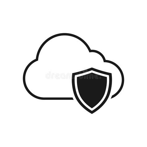 Virtual Cloud Security Icon Design Hosting Concept Outline Style