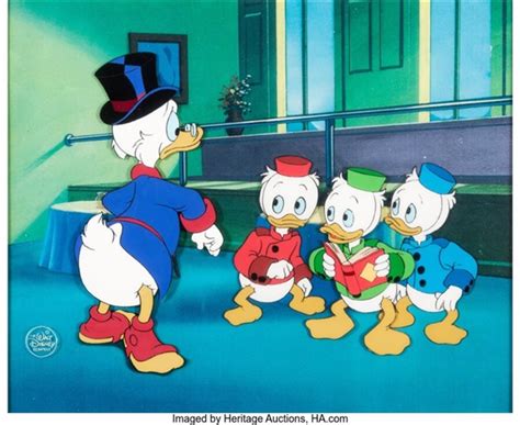 Ducktales Scrooge Mcduck With Huey Dewey And Louie Production Cel