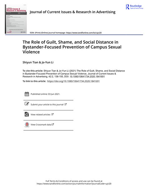 pdf the role of guilt shame and social distance in bystander focused prevention of campus