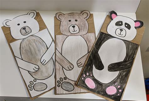 Paper Bag Puppet Craft Bear Pattern Panda Bear Crafts Bear Crafts