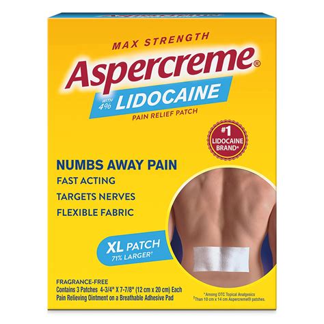 Aspercreme Max Strength Lidocaine Pain Relief Patch For Back Pain Odor