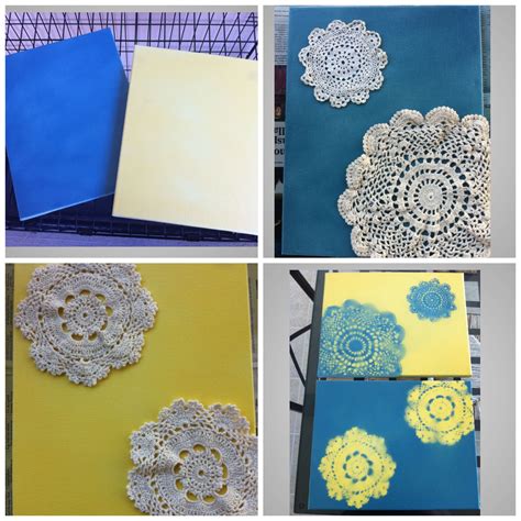 Doily Art Spray Painted Two Canvases Used Doilies As Stencils