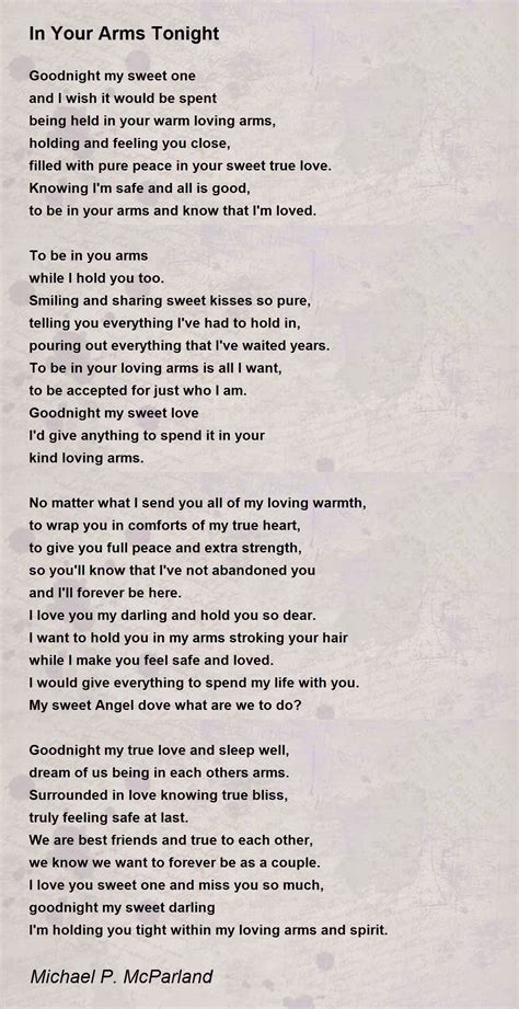 In Your Arms Tonight Poem By Michael P Mcparland Poem Hunter