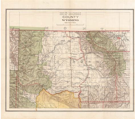 Ca 1908 Map Of Big Horn County Wyoming Includes Named National Forest