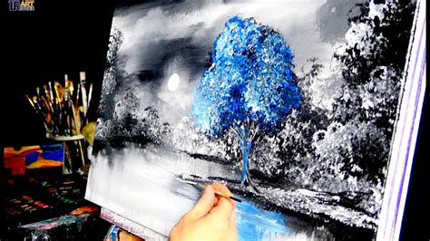No One Else Blue Tree Acrylic Abstract Landscape