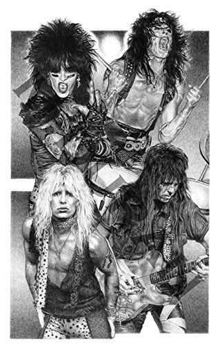 Motley Crue Original Sketch Prints Poster Size Black And White Features Nikki Sixx Tommy