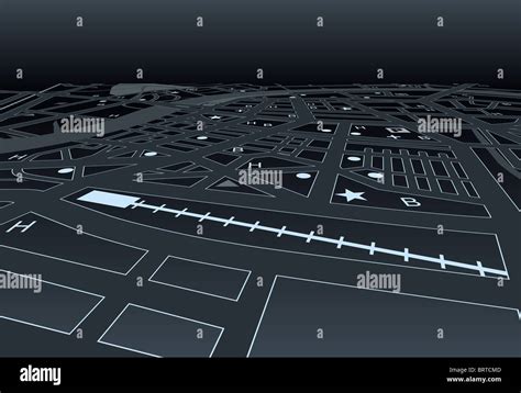 Illustrated Street Map Of A Generic City At Night Stock Photo Alamy