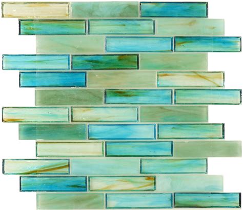 Botanical Glass Sea Glass Tiles 1 X 4 Turquoise Glossy Green Glass Duplex Pinterest