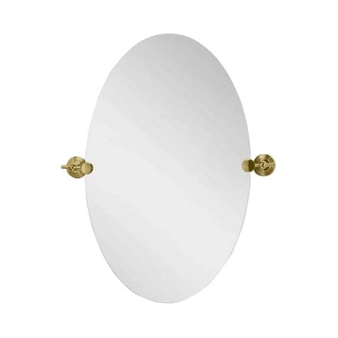 Deco Mirror 28 In L X 22 In W Polished Edge Oval Brass Swivel Mirror