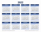 Yearly Calendar 2022 Printable