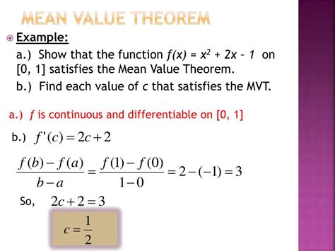 Ppt 42 Mean Value Theorem Powerpoint Presentation Free Download