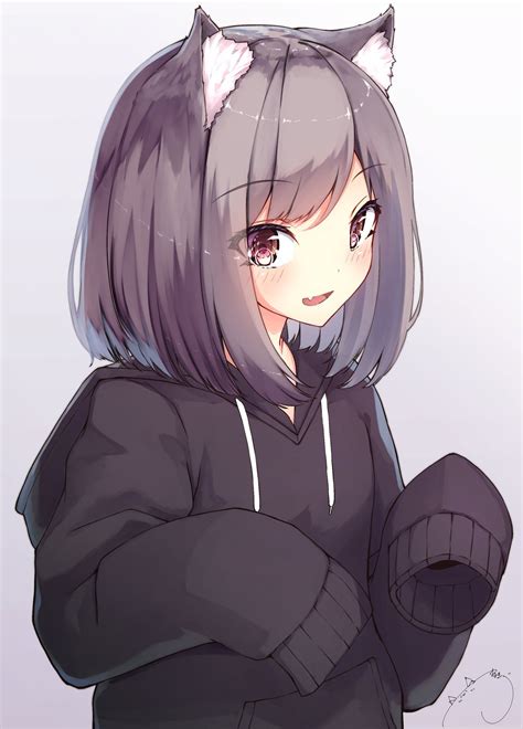 Wearing Oversized Hoodie Original Awwnime Dessin Kawaii Dessin