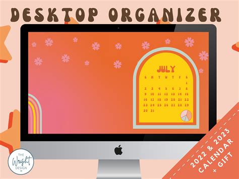 2022 2023 Cute Pink Retro Desktop Wallpaper Organizer Etsy Desktop