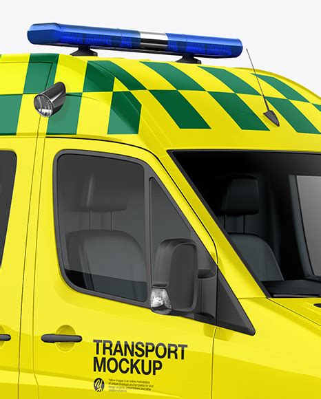 van ambulance mockup  side view  vehicle mockups  yellow images object mockups