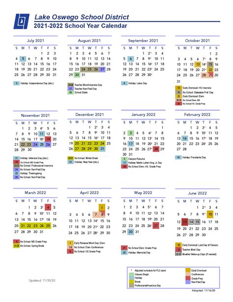 2021 2022 District Calendars Images