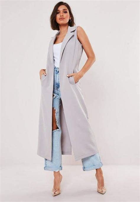 Missguided Gray Sleeveless Maxi Duster Coat Maxi Duster Coat Sleeveless Coat Waistcoat Fashion