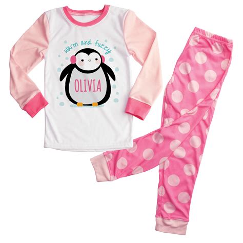 Personalized Pink Penguin Pajamas