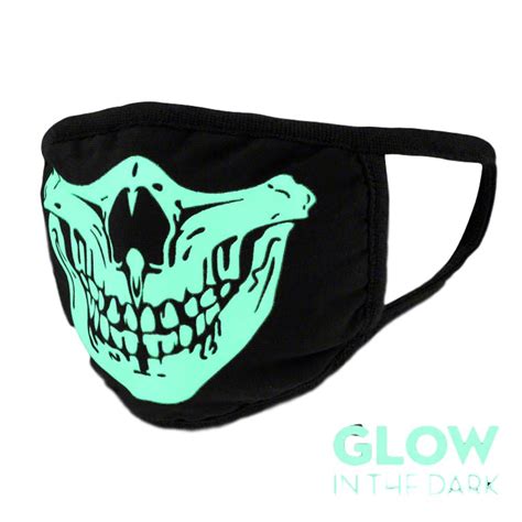 Glow In The Dark Reusable Washable Skull Face Mask Black For Halloween