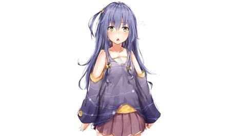 Desktop Wallpaper Cute Blue Hair Anime Girl Original Hd Image