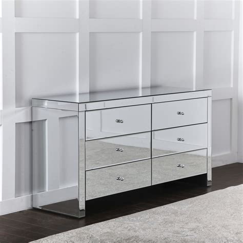 Bedroom Set Mirrored 3 Over 3 Chest Of 6 Drawers And 2 X 3 Drawer