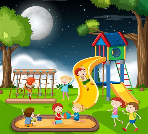 Children In The Playground 474609 Vector Art At Vecteezy