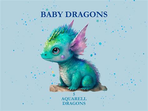 Very Cute Baby Dragons Fantasy Illustration Aquarell Etsy