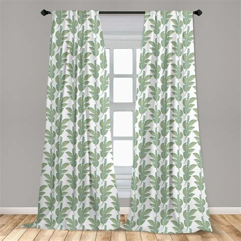 Botany Curtains 2 Panels Set Rhythmic Leaves And Blossoms Of Wild