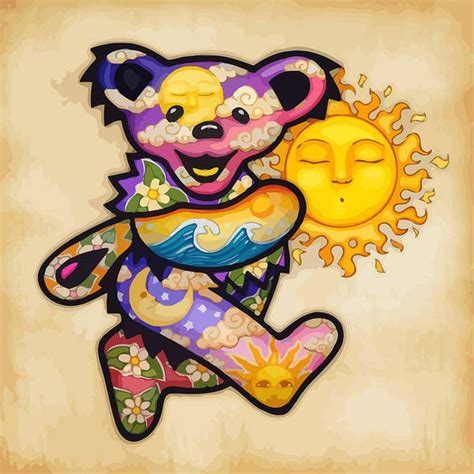 Happy Bear And Sun Poster By The Bear In 2022 Grateful Dead Bears