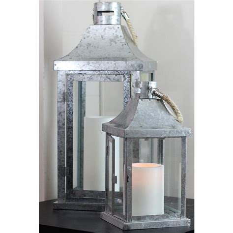 Northlight Industrial Flecked Metal And Glass Pillar Candle Lanterns