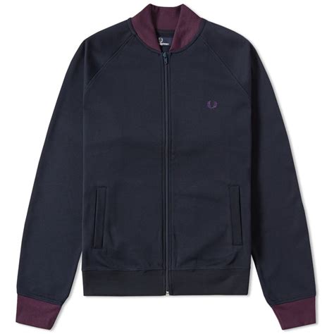 Fred Perry Colour Block Bomber Jacket Navy Marl End