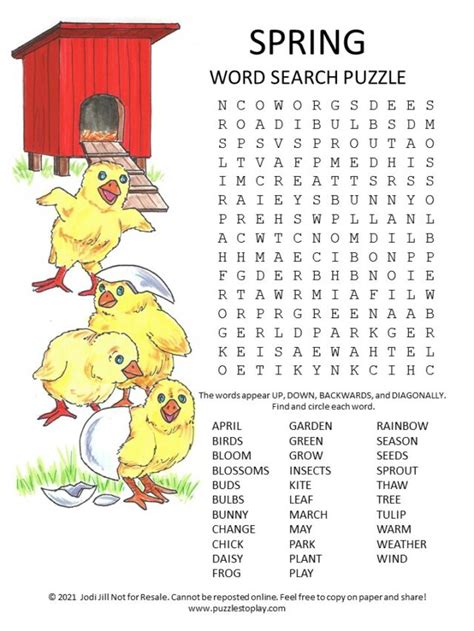 Spring Word Search Puzzle Puzzles To Play