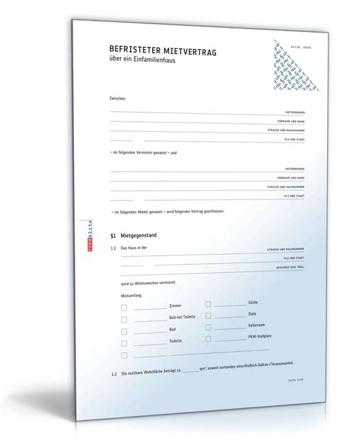 Sie können nicht haben in der regel zu verbringen viel bargeld und erhalten neu möbel für sie regenerieren die tatsächliche schau. Befristeter Mietvertrag Einfamilienhaus: Muster zum Download
