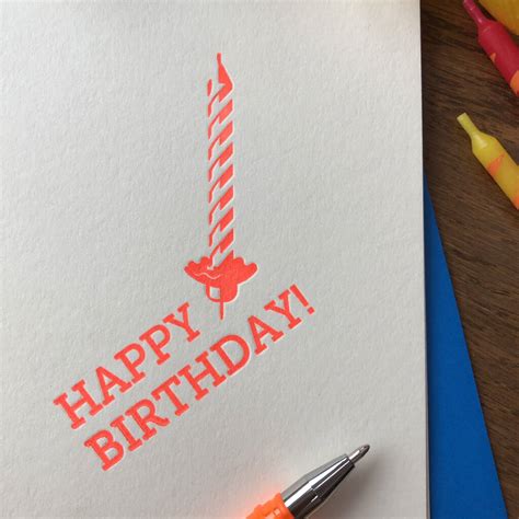Neon Birthday Candle Letterpress Card By Yield Ink