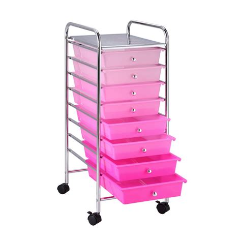 8 Drawer Ombre Rolling Cart By Recollections Pink Storage Closet
