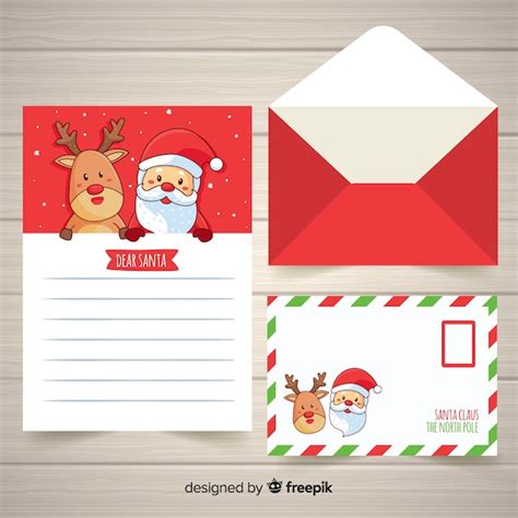 Sobre Y Carta De Navidad Dibujados A Mano Vector Gratis