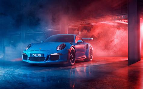 Free Download Wallpaper Of Blue Car Smoke Porsche 911 Gt3 Sport Car