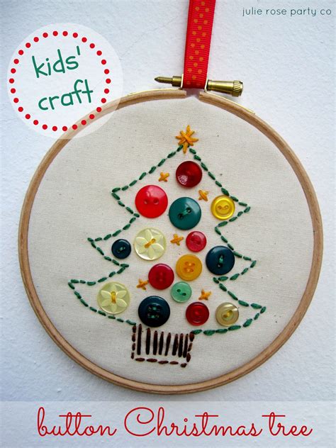 Kids Craft Sew A Button Christmas Tree Embroidery Hoop Crafts Kids