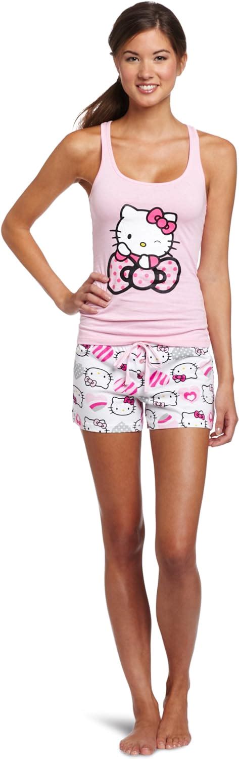 Hello Kitty Womens Hk Short Set Pink At Amazon Womens Clothing Store Pajama Sets