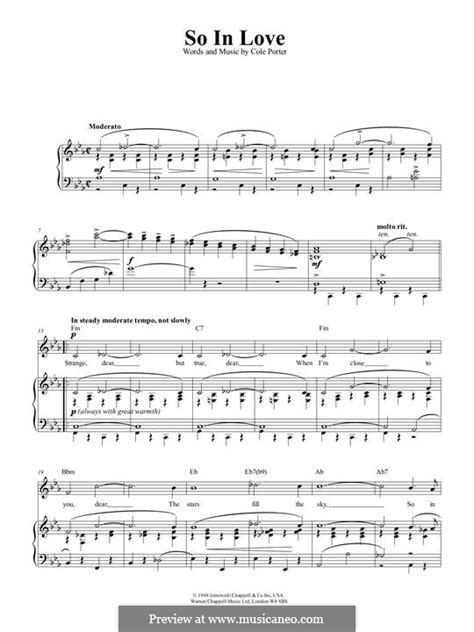 so in love by c porter sheet music on musicaneo