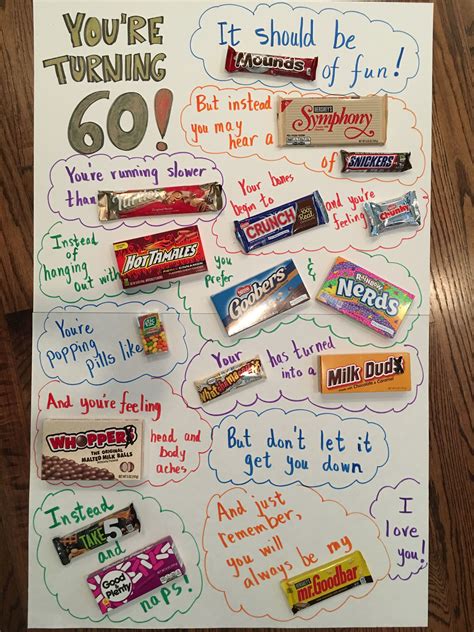 turning 60 birthday poster birthday candy posters candy birthday cards homemade birthday ts