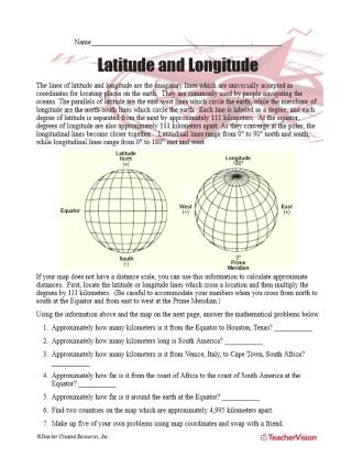 Is there a standard practice the order of elements must follow x, y, z order (easting, northing, altitude for coordinates in a projected coordinate reference system, or longitude. Latitude and Longitude Worksheet - TeacherVision
