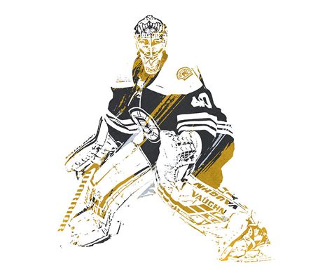 Tuukka Rask Boston Bruins Watercolor Strokes Pixel Art 2 Mixed Media By