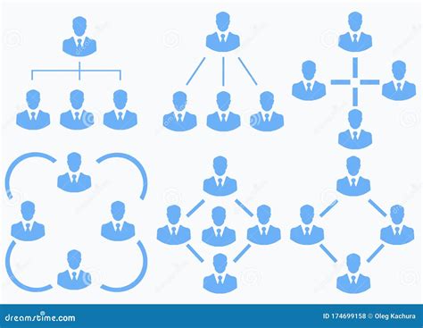 Hierarchy Icons Set In Modern Business Style Simple Organizational