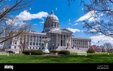 White Marble Domed And Columned Missouri State Capitol Building In